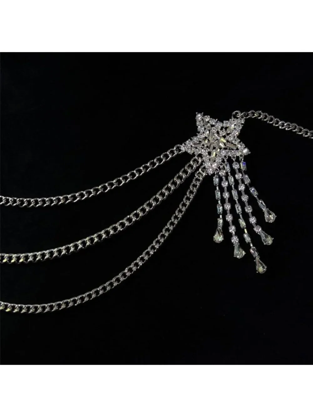 Sparkly Rhinestone Layered Chain Belt | Adjustable Metal Body Jewelry for Women